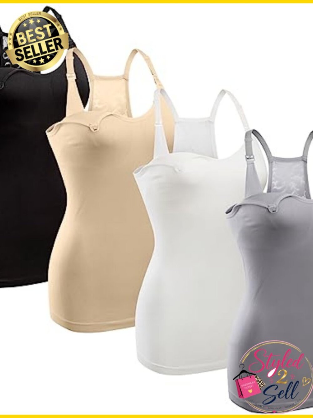 GXXGE Nursing Tank Top 4 Pack Maternity Breastfeeding Cami Adjustable Straps
